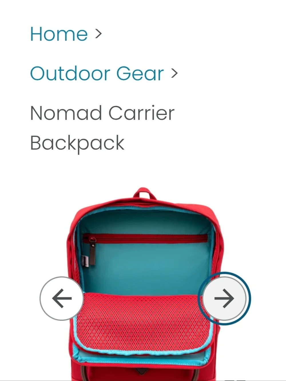 Kurgo Red Pet Backpack with Teal Interior